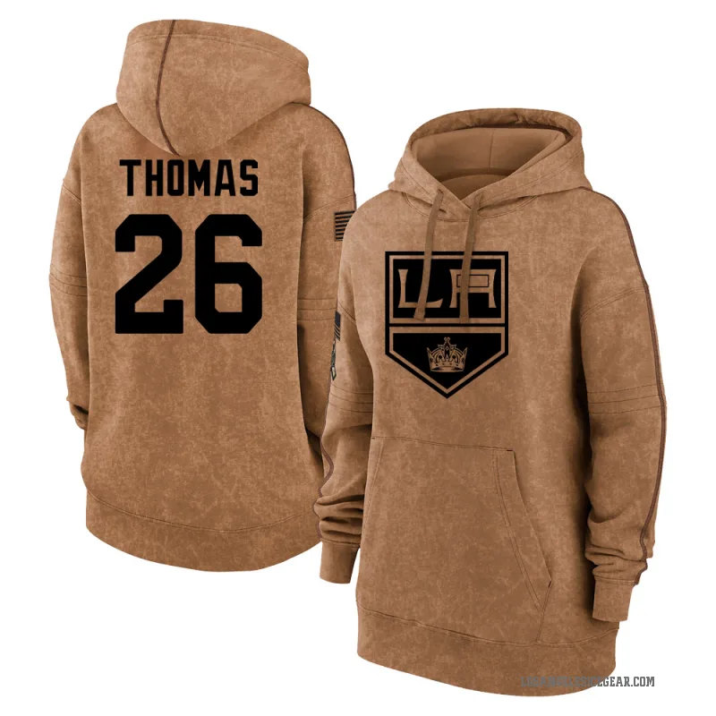 Akil Thomas Women's Brown Los Angeles Kings 2023 Salute to Service Pullover Hoodie