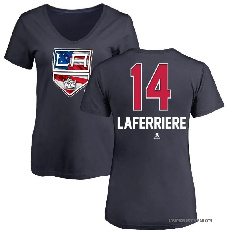 Alex Laferriere Women's Navy Los Angeles Kings Name and Number Banner Wave V-Neck T-Shirt -