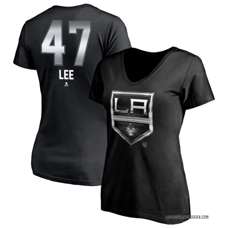Andre Lee Women's Black Los Angeles Kings Midnight Mascot Logo V-Neck T-Shirt