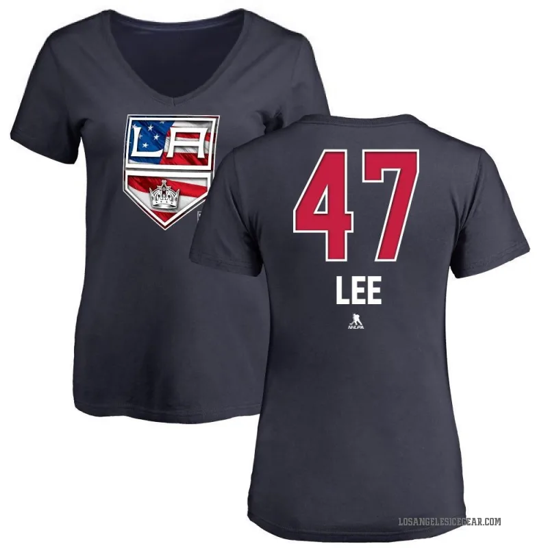 Andre Lee Women's Navy Los Angeles Kings Name and Number Banner Wave V-Neck T-Shirt -