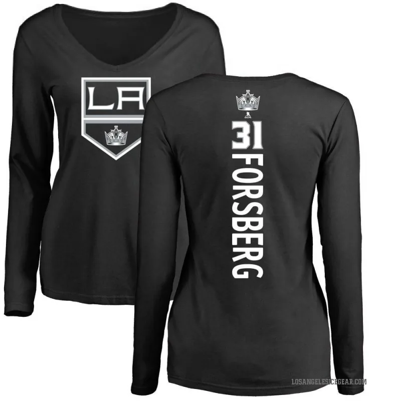 Anton Forsberg Women's Black Los Angeles Kings Backer Long Sleeve T-Shirt -