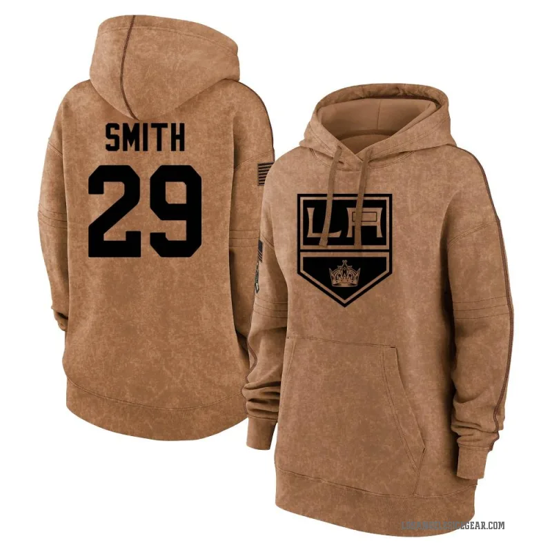 Billy Smith Women's Brown Los Angeles Kings 2023 Salute to Service Pullover Hoodie