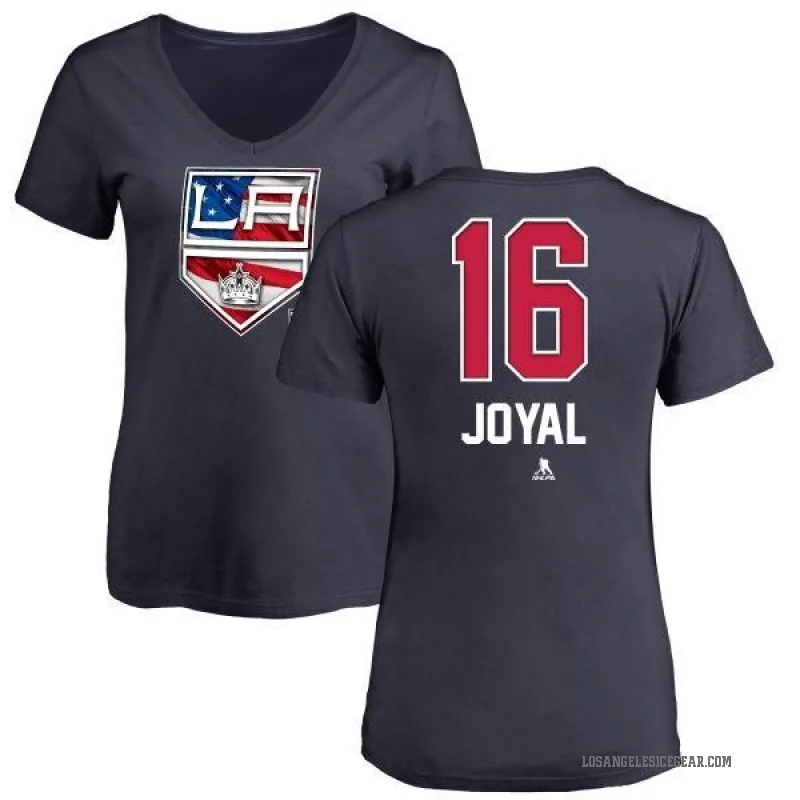 Eddie Joyal Women's Navy Los Angeles Kings Name and Number Banner Wave V-Neck T-Shirt -