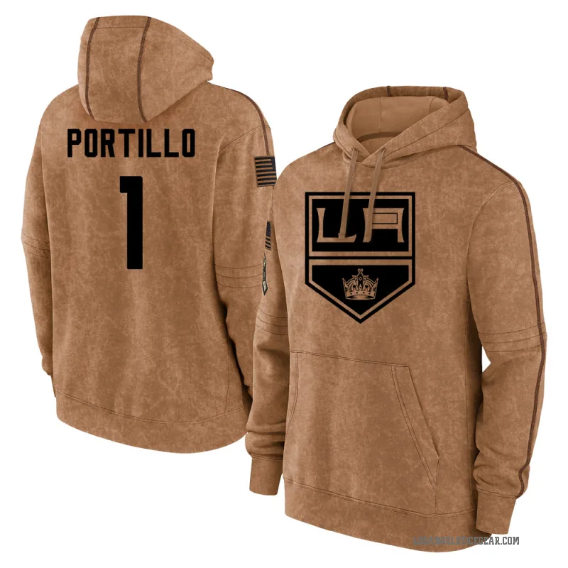 Erik Portillo Men's Brown Los Angeles Kings 2023 Salute to Service Club Pullover Hoodie