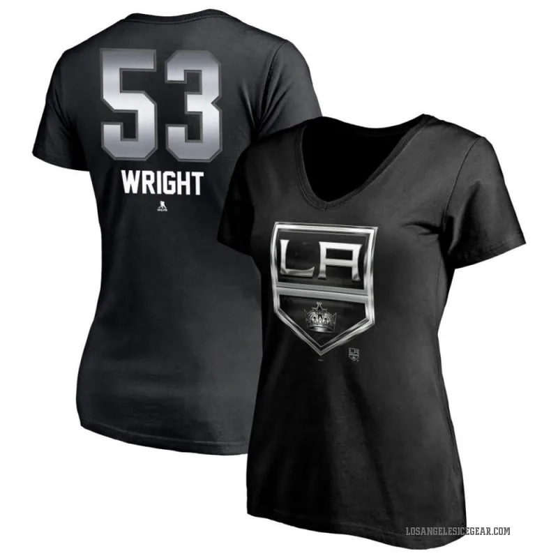 Jared Wright Women's Black Los Angeles Kings Midnight Mascot Logo V-Neck T-Shirt