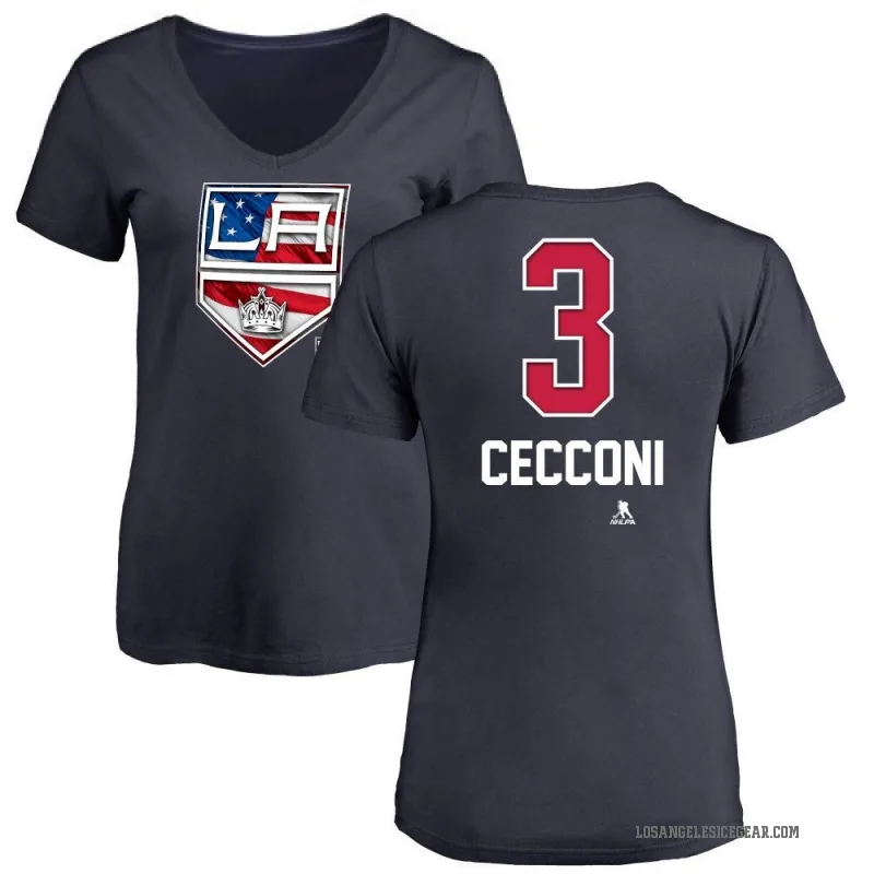 Joseph Cecconi Women's Navy Los Angeles Kings Name and Number Banner Wave V-Neck T-Shirt -