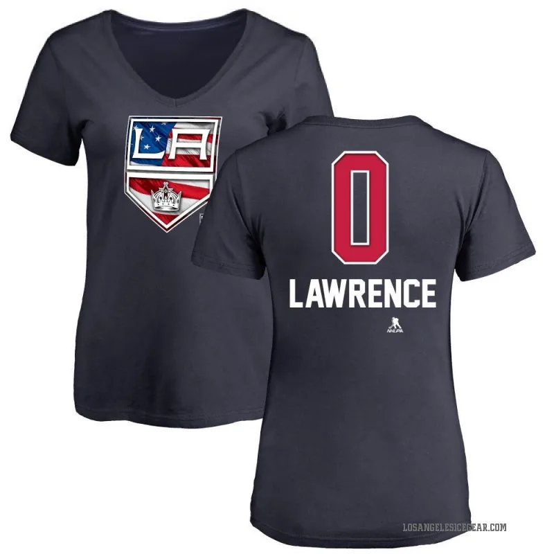 Kaleb Lawrence Women's Navy Los Angeles Kings Name and Number Banner Wave V-Neck T-Shirt -