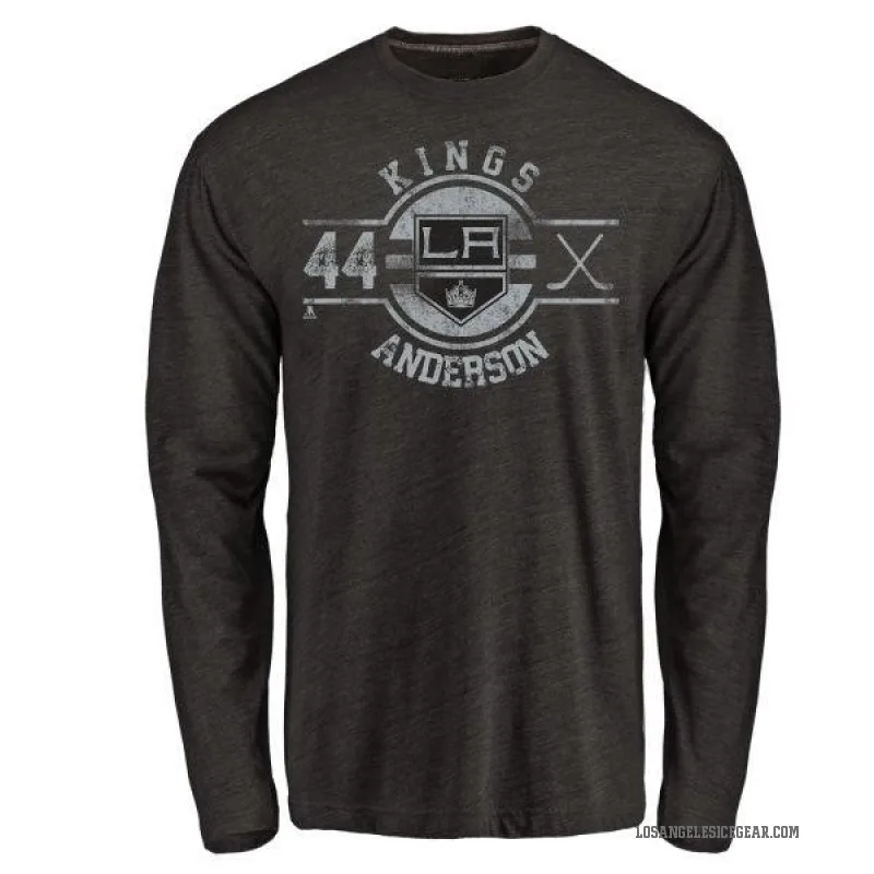 Mikey Anderson Men's Black Los Angeles Kings Insignia Long Sleeve T-Shirt -