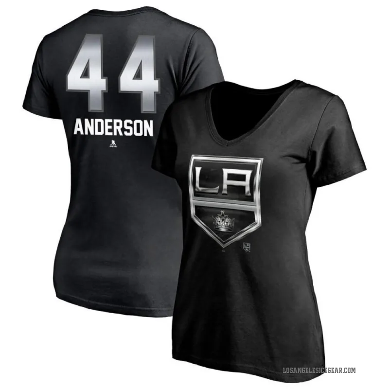 Mikey Anderson Women's Black Los Angeles Kings Midnight Mascot Logo V-Neck T-Shirt