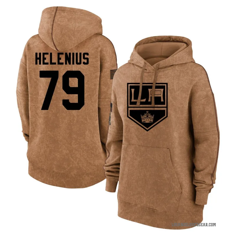 Samuel Helenius Women's Brown Los Angeles Kings 2023 Salute to Service Pullover Hoodie