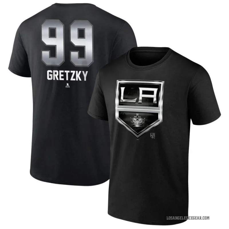 Wayne Gretzky Men's Black Los Angeles Kings Midnight Mascot Logo T-Shirt
